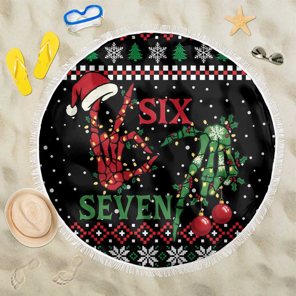 Funny Six Seven Skeleton Hand Beach Blanket Meme Gen Alpha Slang - Wonder Print Shop