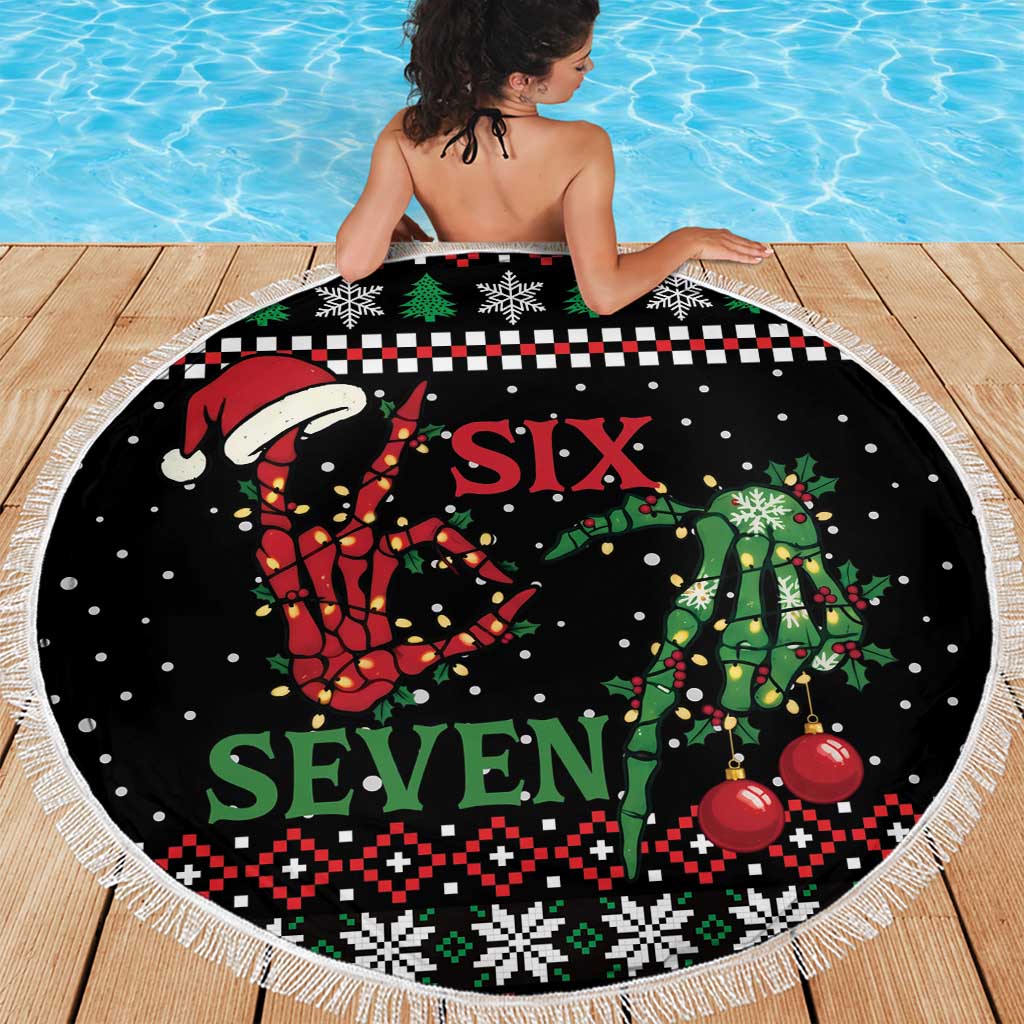 Funny Six Seven Skeleton Hand Beach Blanket Meme Gen Alpha Slang - Wonder Print Shop