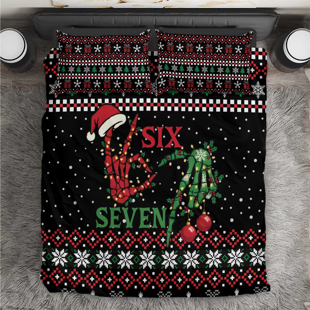Funny Six Seven Skeleton Hand Bedding Set Meme Gen Alpha Slang - Wonder Print Shop