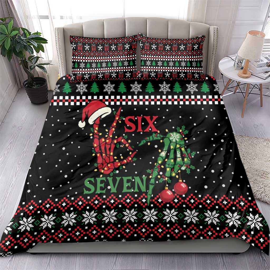 Funny Six Seven Skeleton Hand Bedding Set Meme Gen Alpha Slang - Wonder Print Shop