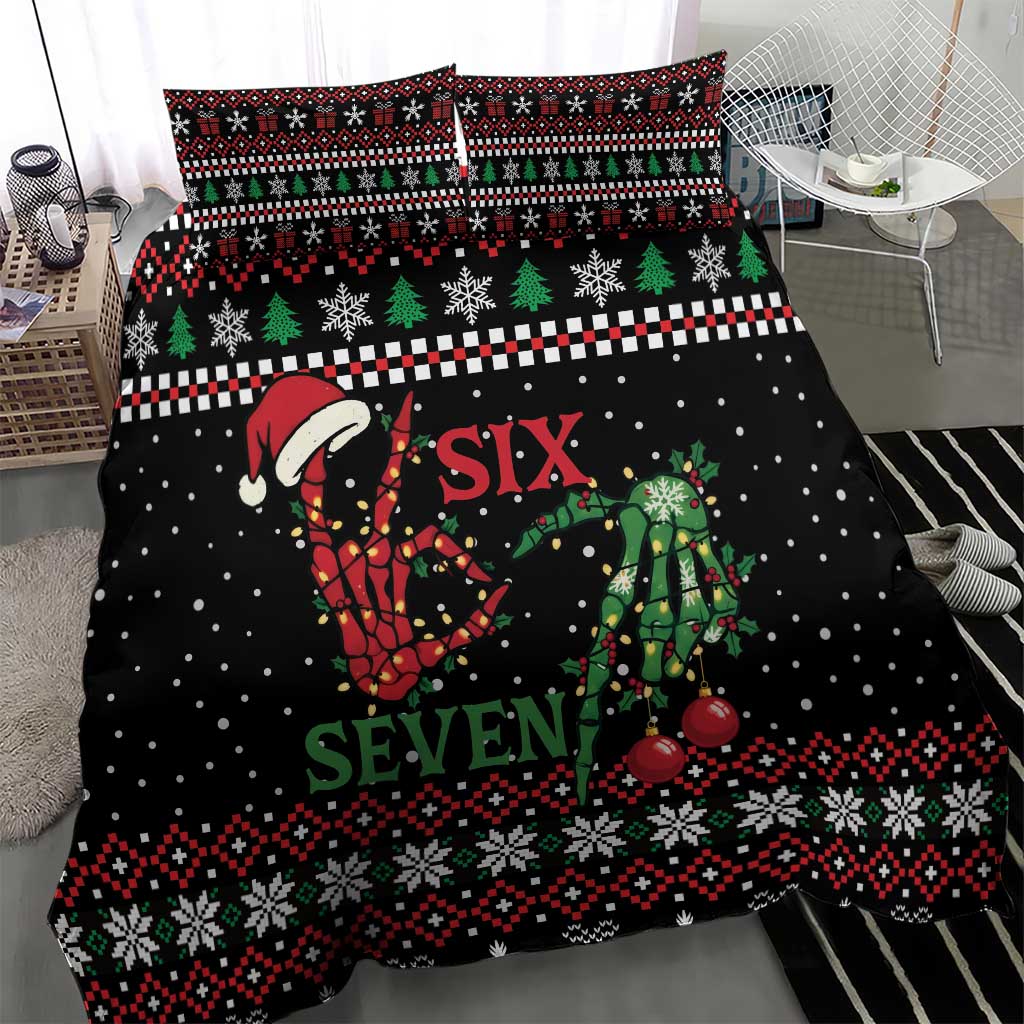 Funny Six Seven Skeleton Hand Bedding Set Meme Gen Alpha Slang - Wonder Print Shop