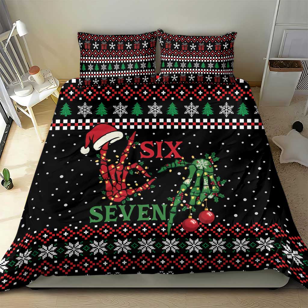 Funny Six Seven Skeleton Hand Bedding Set Meme Gen Alpha Slang - Wonder Print Shop