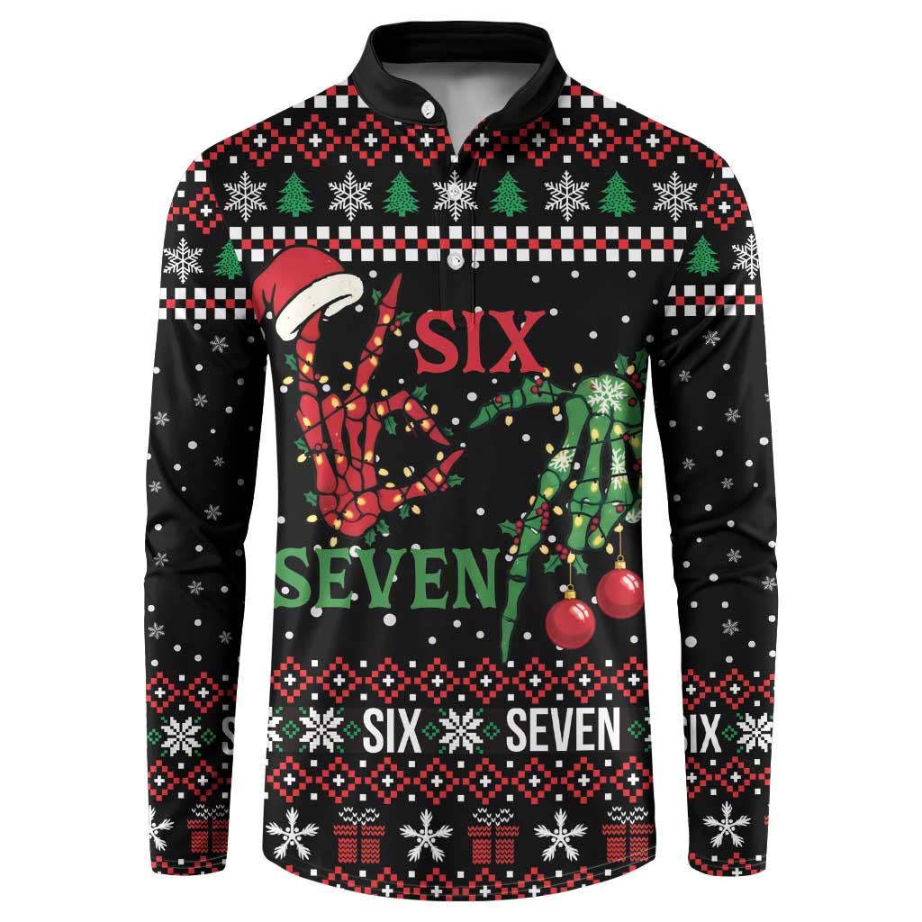 Funny Six Seven Skeleton Hand Button Sweatshirt Meme Gen Alpha Slang - Wonder Print Shop