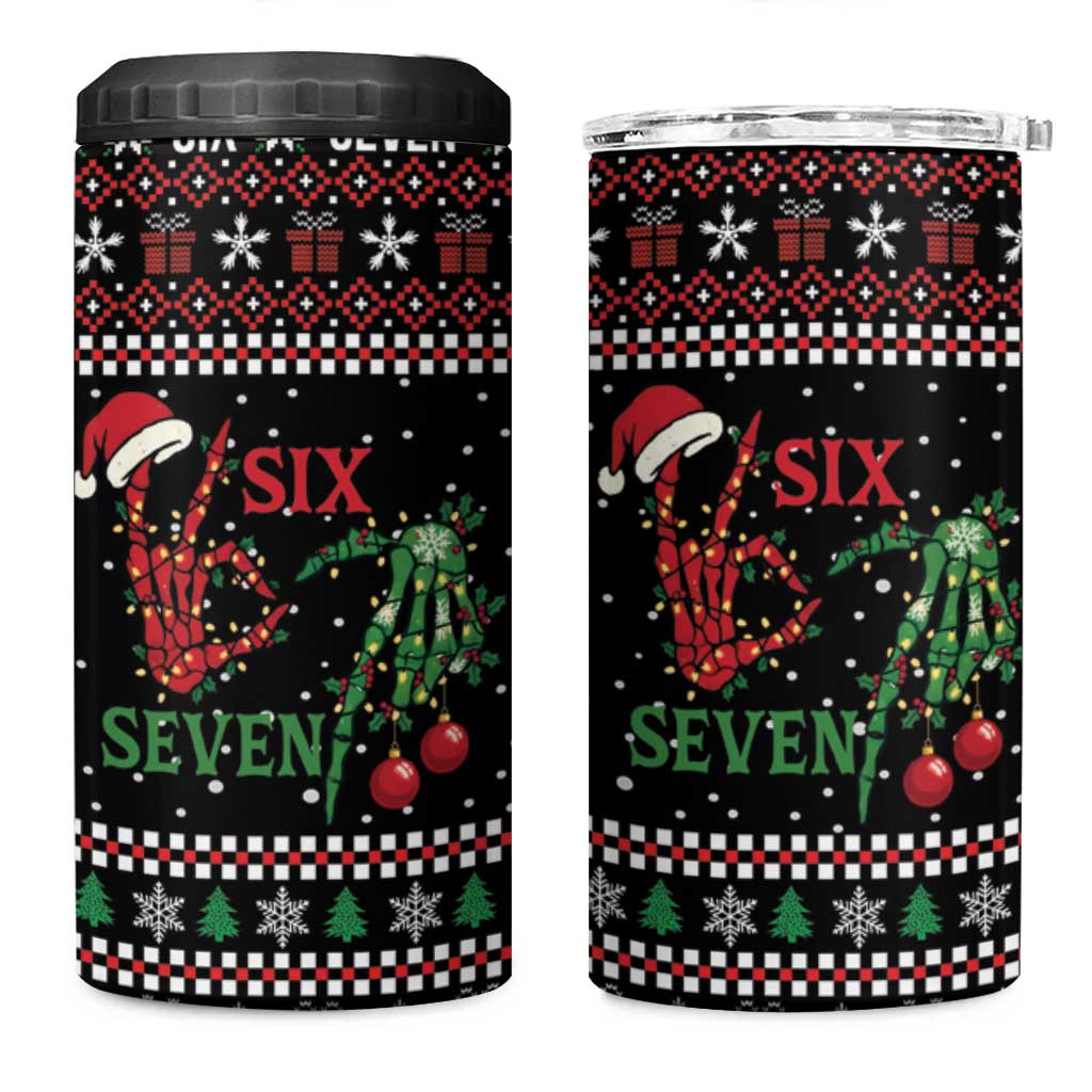 Funny Six Seven Skeleton Hand 4 in 1 Can Cooler Tumbler Meme Gen Alpha Slang - Wonder Print Shop