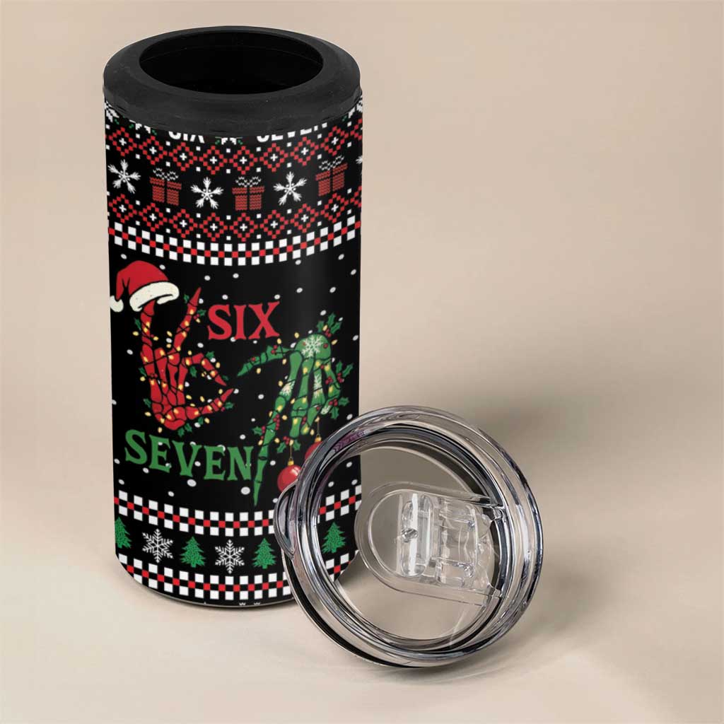 Funny Six Seven Skeleton Hand 4 in 1 Can Cooler Tumbler Meme Gen Alpha Slang - Wonder Print Shop