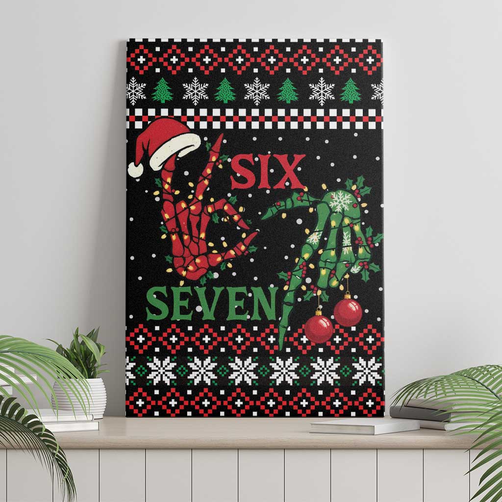 Funny Six Seven Skeleton Hand Canvas Wall Art Meme Gen Alpha Slang - Wonder Print Shop