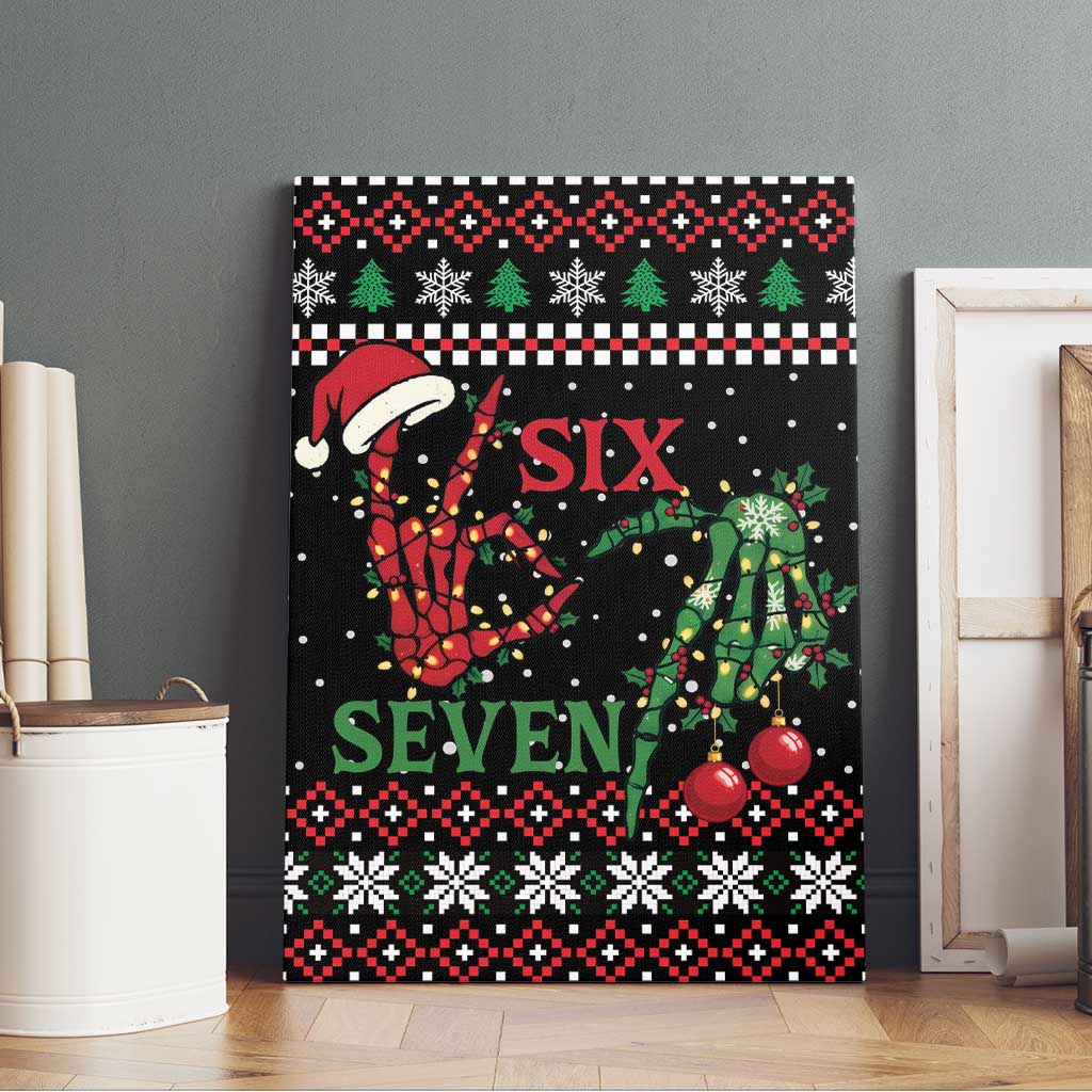 Funny Six Seven Skeleton Hand Canvas Wall Art Meme Gen Alpha Slang - Wonder Print Shop