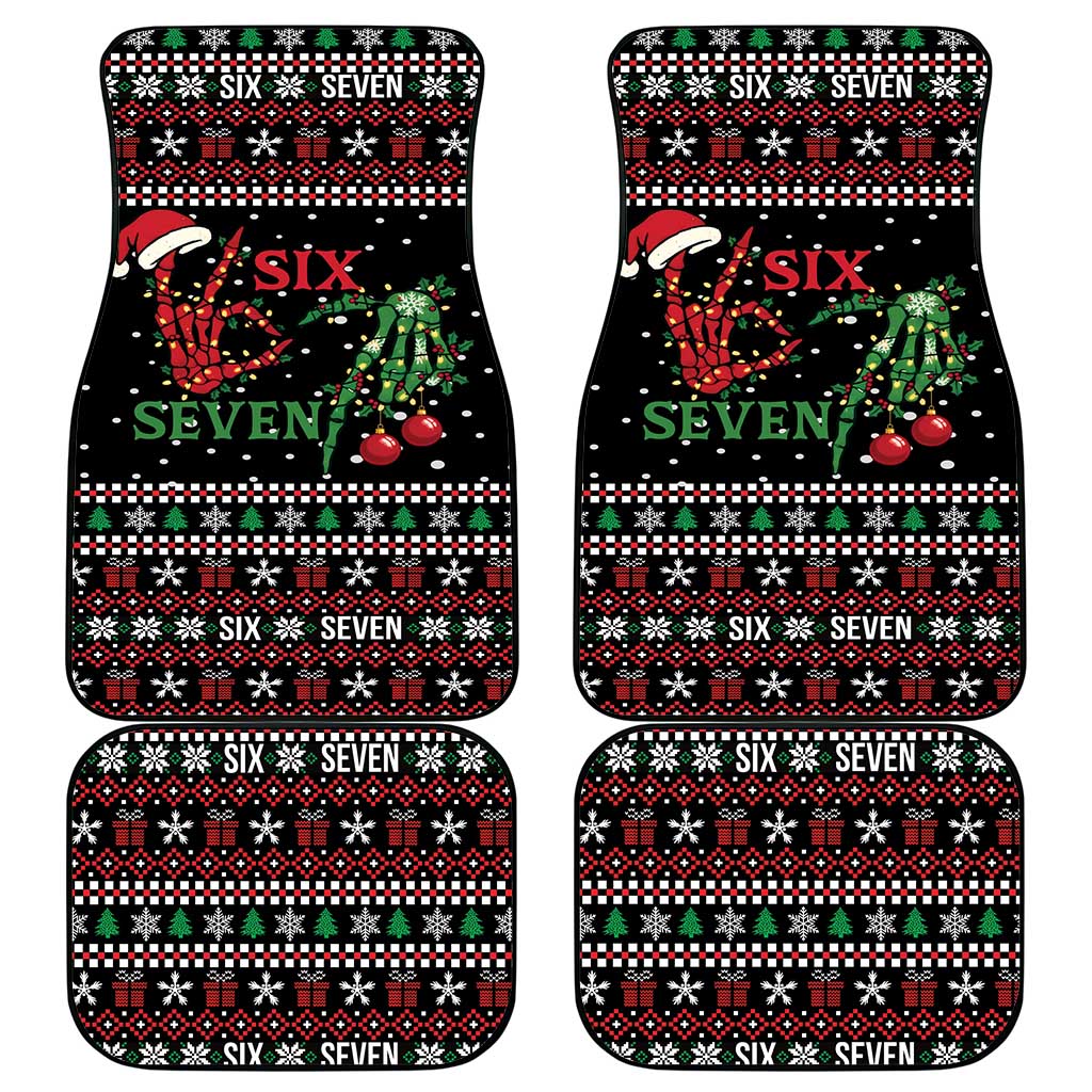 Funny Six Seven Skeleton Hand Car Mats Meme Gen Alpha Slang - Wonder Print Shop