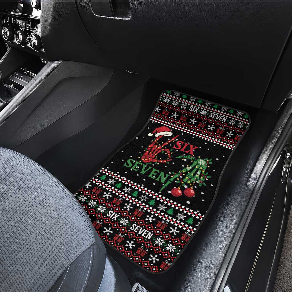 Funny Six Seven Skeleton Hand Car Mats Meme Gen Alpha Slang - Wonder Print Shop