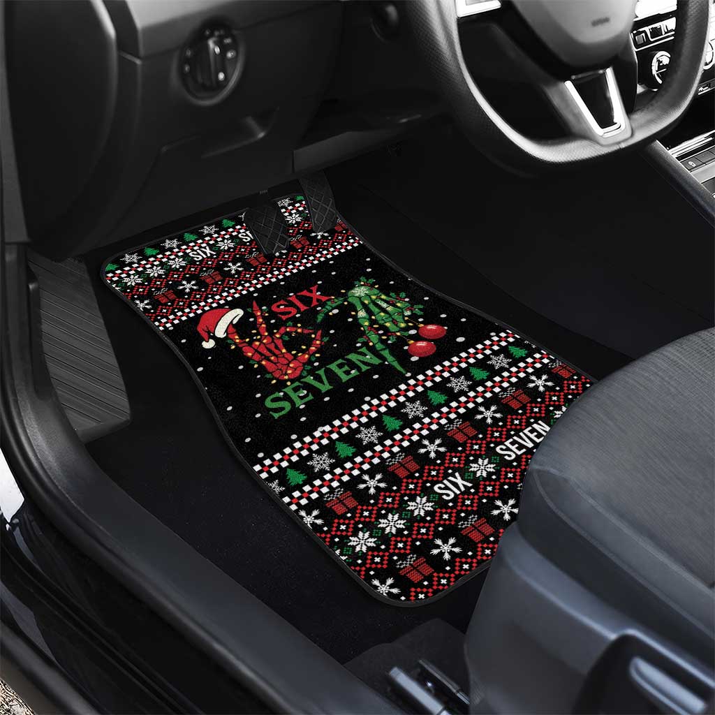 Funny Six Seven Skeleton Hand Car Mats Meme Gen Alpha Slang - Wonder Print Shop