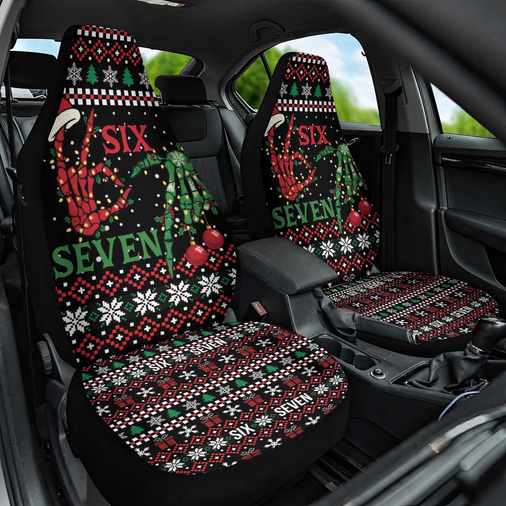 Funny Six Seven Skeleton Hand Car Seat Cover Meme Gen Alpha Slang - Wonder Print Shop