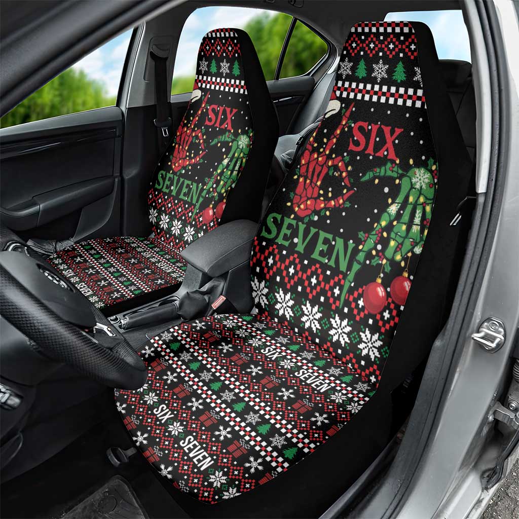 Funny Six Seven Skeleton Hand Car Seat Cover Meme Gen Alpha Slang - Wonder Print Shop