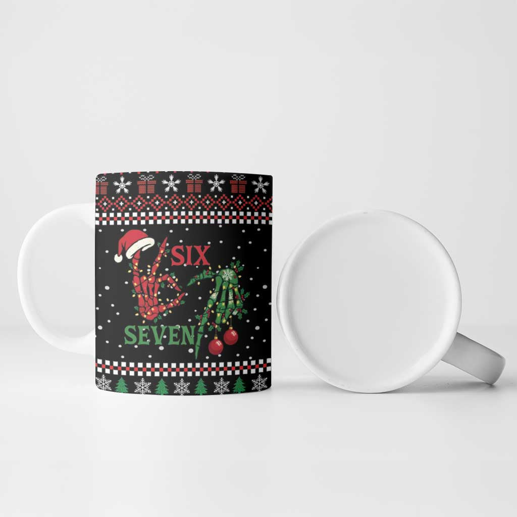 Funny Six Seven Skeleton Hand Ceramic Mug Meme Gen Alpha Slang - Wonder Print Shop