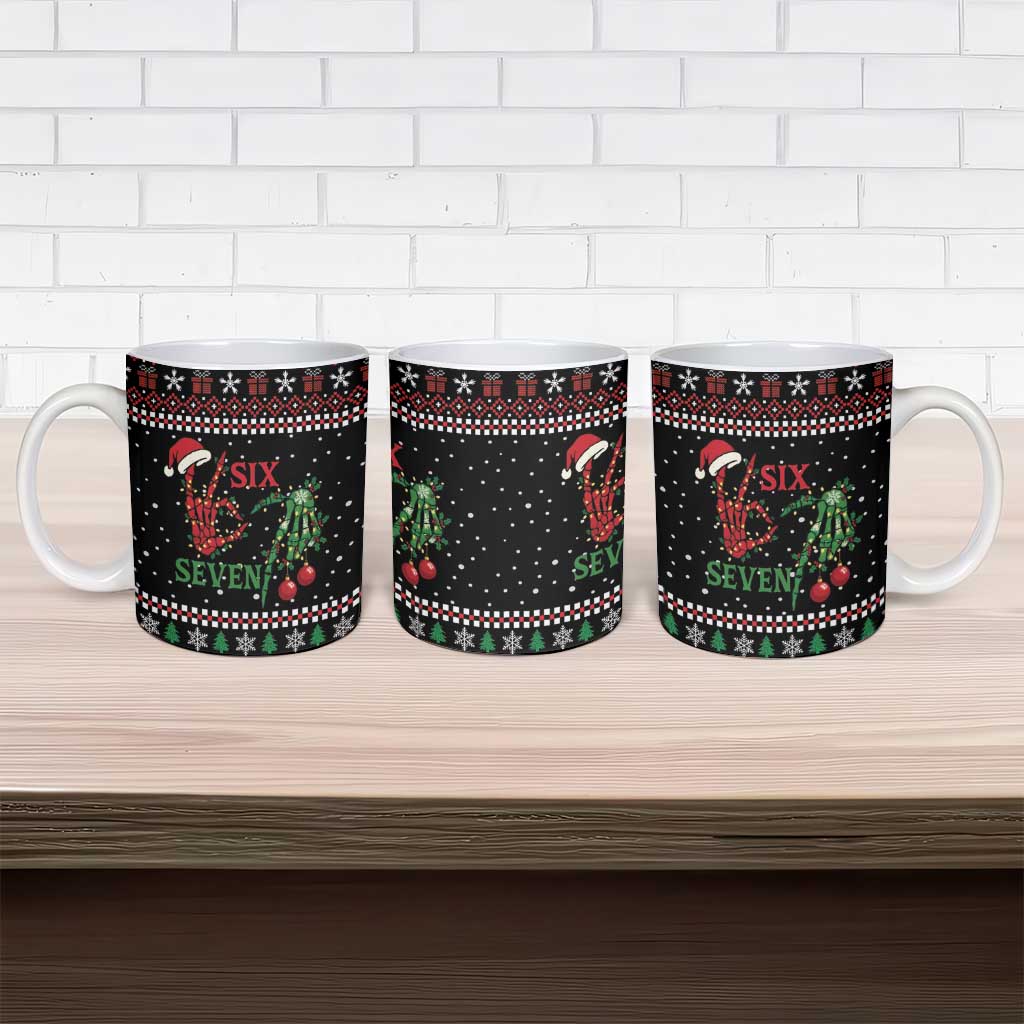 Funny Six Seven Skeleton Hand Ceramic Mug Meme Gen Alpha Slang - Wonder Print Shop