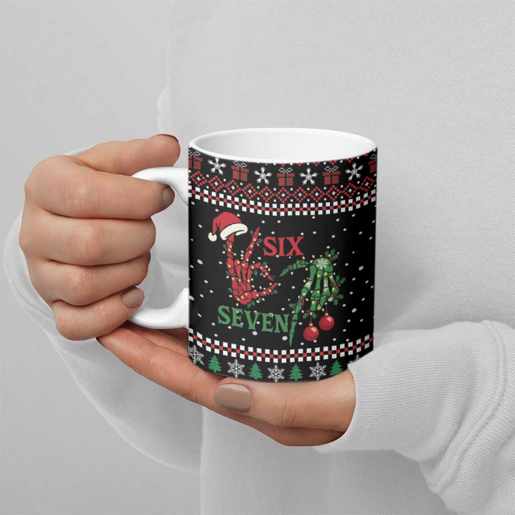 Funny Six Seven Skeleton Hand Ceramic Mug Meme Gen Alpha Slang - Wonder Print Shop