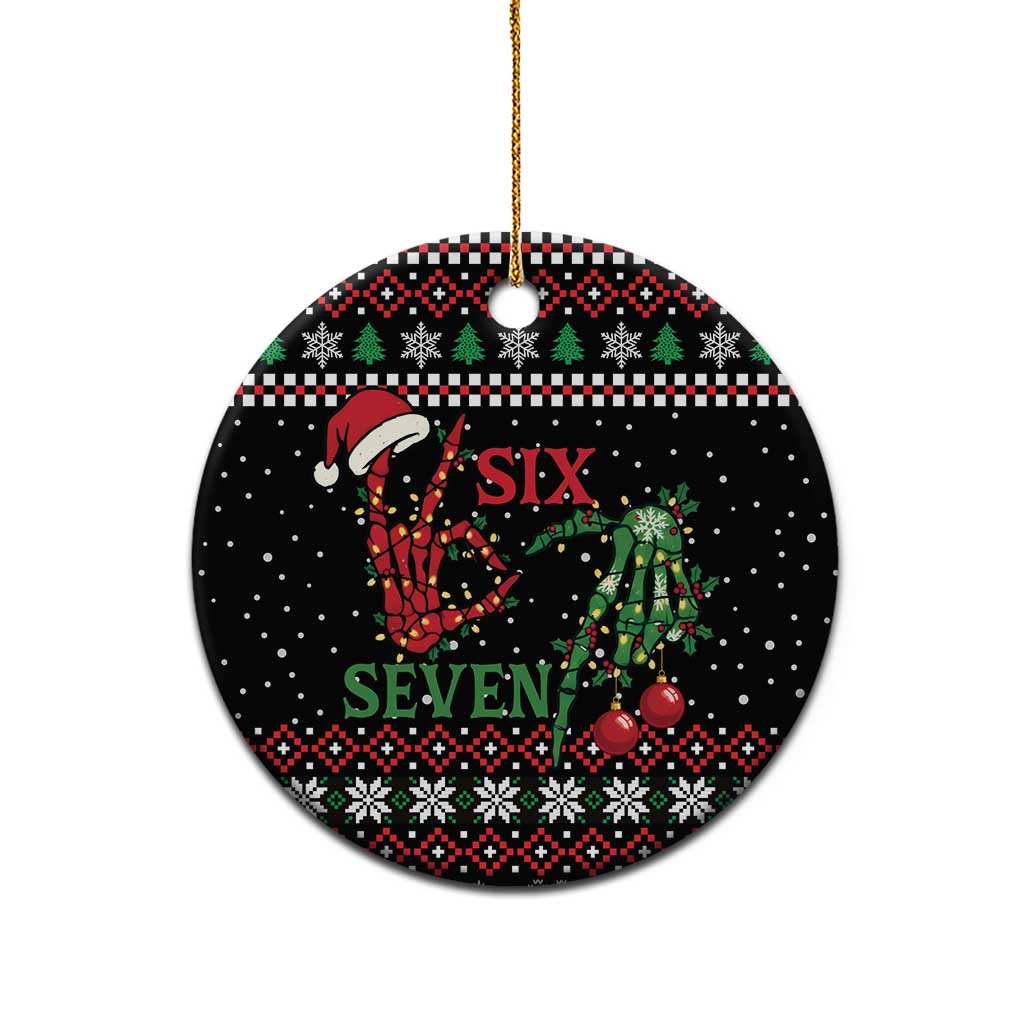 Funny Six Seven Skeleton Hand Ceramic Ornament Meme Gen Alpha Slang - Wonder Print Shop
