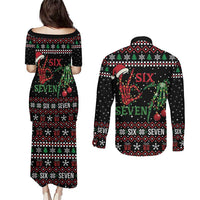 Funny Six Seven Skeleton Hand Couples Matching Puletasi and Long Sleeve Button Shirt Meme Gen Alpha Slang - Wonder Print Shop