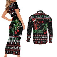 Funny Six Seven Skeleton Hand Couples Matching Short Sleeve Bodycon Dress and Long Sleeve Button Shirt Meme Gen Alpha Slang - Wonder Print Shop