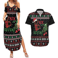 Funny Six Seven Skeleton Hand Couples Matching Summer Maxi Dress and Hawaiian Shirt Meme Gen Alpha Slang - Wonder Print Shop
