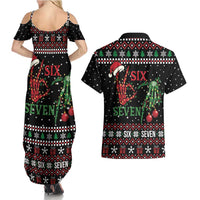 Funny Six Seven Skeleton Hand Couples Matching Summer Maxi Dress and Hawaiian Shirt Meme Gen Alpha Slang - Wonder Print Shop