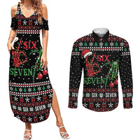 Funny Six Seven Skeleton Hand Couples Matching Summer Maxi Dress and Long Sleeve Button Shirt Meme Gen Alpha Slang - Wonder Print Shop