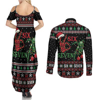Funny Six Seven Skeleton Hand Couples Matching Summer Maxi Dress and Long Sleeve Button Shirt Meme Gen Alpha Slang - Wonder Print Shop