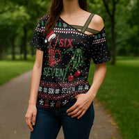 Funny Six Seven Skeleton Hand Cross Shoulder Shirt Meme Gen Alpha Slang - Wonder Print Shop