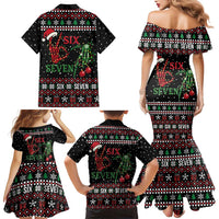 Funny Six Seven Skeleton Hand Family Matching Mermaid Dress and Hawaiian Shirt Meme Gen Alpha Slang - Wonder Print Shop