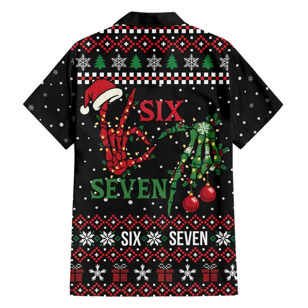 Funny Six Seven Skeleton Hand Family Matching Off Shoulder Maxi Dress and Hawaiian Shirt Meme Gen Alpha Slang - Wonder Print Shop