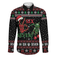 Funny Six Seven Skeleton Hand Family Matching Off Shoulder Maxi Dress and Hawaiian Shirt Meme Gen Alpha Slang - Wonder Print Shop