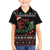 Funny Six Seven Skeleton Hand Family Matching Off Shoulder Maxi Dress and Hawaiian Shirt Meme Gen Alpha Slang - Wonder Print Shop