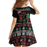 Funny Six Seven Skeleton Hand Family Matching Off Shoulder Short Dress and Hawaiian Shirt Meme Gen Alpha Slang - Wonder Print Shop