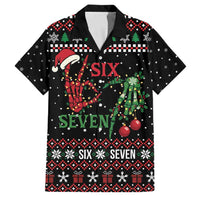 Funny Six Seven Skeleton Hand Family Matching Off Shoulder Short Dress and Hawaiian Shirt Meme Gen Alpha Slang - Wonder Print Shop