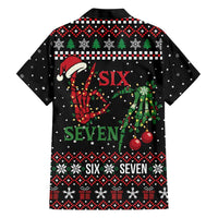 Funny Six Seven Skeleton Hand Family Matching Off Shoulder Short Dress and Hawaiian Shirt Meme Gen Alpha Slang - Wonder Print Shop