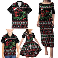 Funny Six Seven Skeleton Hand Family Matching Puletasi and Hawaiian Shirt Meme Gen Alpha Slang - Wonder Print Shop