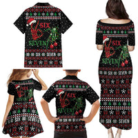 Funny Six Seven Skeleton Hand Family Matching Puletasi and Hawaiian Shirt Meme Gen Alpha Slang - Wonder Print Shop