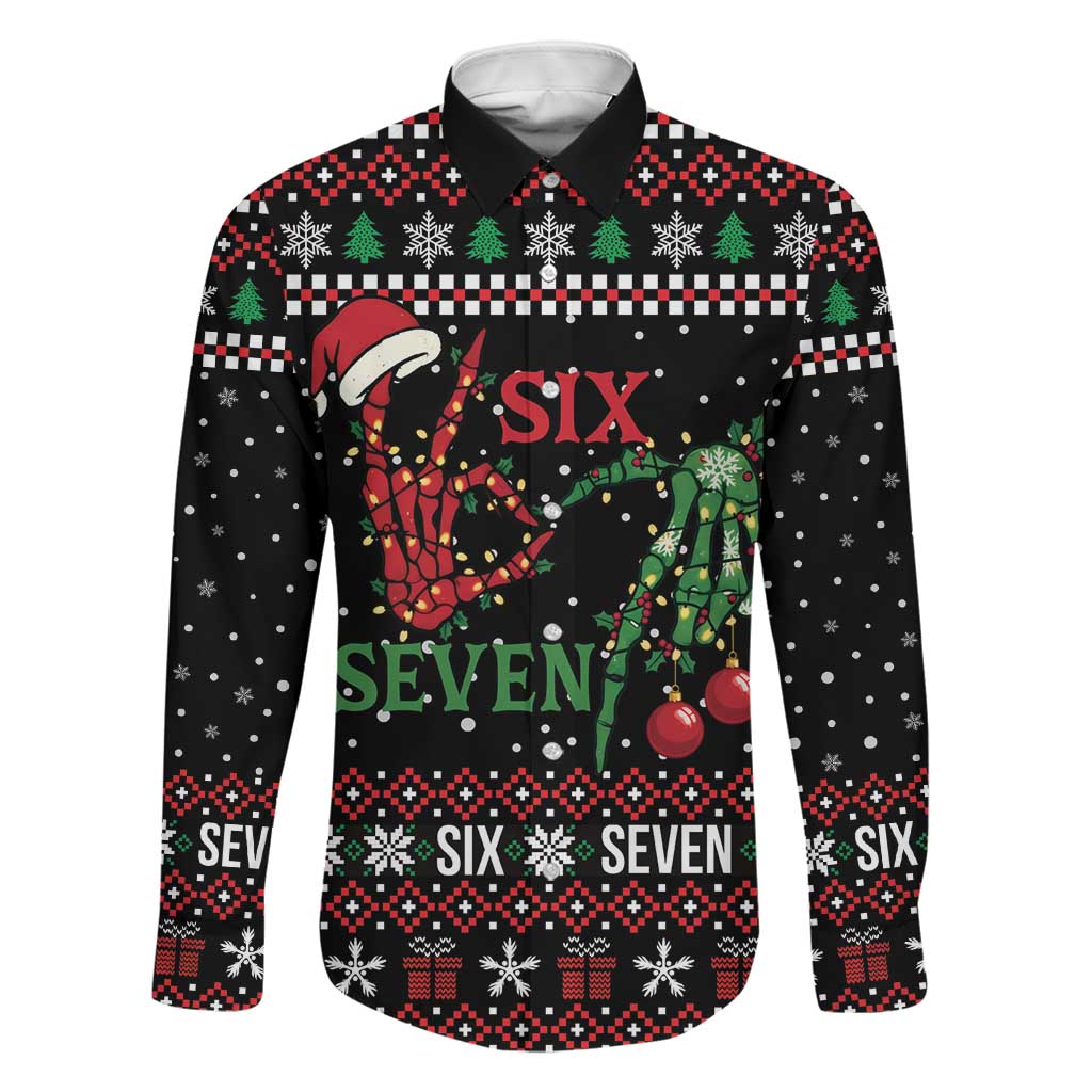 Funny Six Seven Skeleton Hand Family Matching Puletasi and Hawaiian Shirt Meme Gen Alpha Slang - Wonder Print Shop