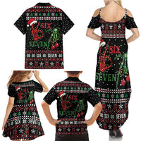 Funny Six Seven Skeleton Hand Family Matching Summer Maxi Dress and Hawaiian Shirt Meme Gen Alpha Slang - Wonder Print Shop