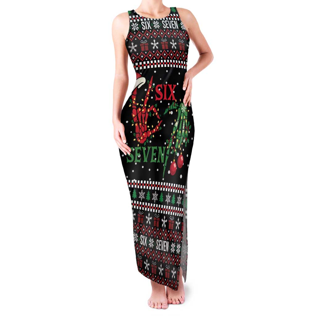 Funny Six Seven Skeleton Hand Family Matching Tank Maxi Dress and Hawaiian Shirt Meme Gen Alpha Slang - Wonder Print Shop