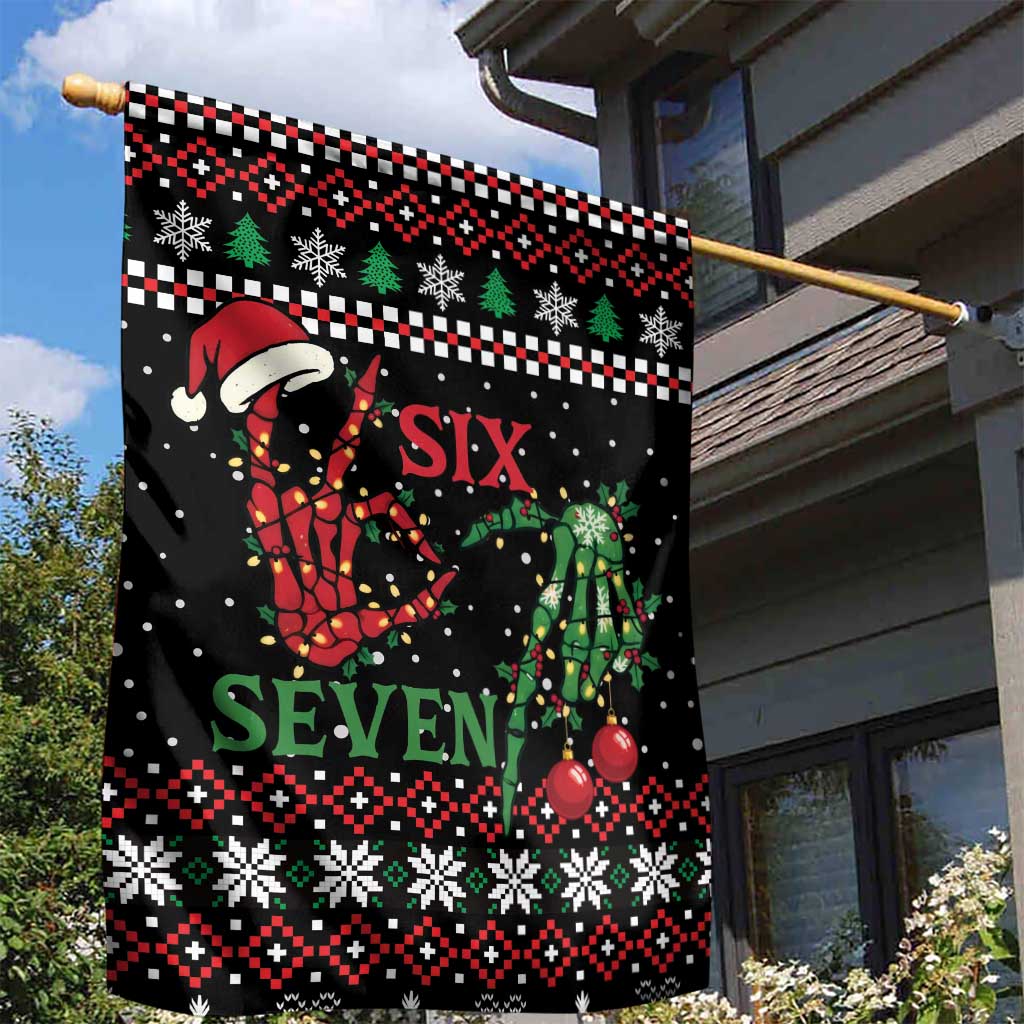 Funny Six Seven Skeleton Hand Garden Flag Meme Gen Alpha Slang - Wonder Print Shop