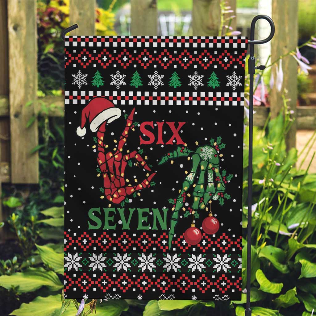 Funny Six Seven Skeleton Hand Garden Flag Meme Gen Alpha Slang - Wonder Print Shop