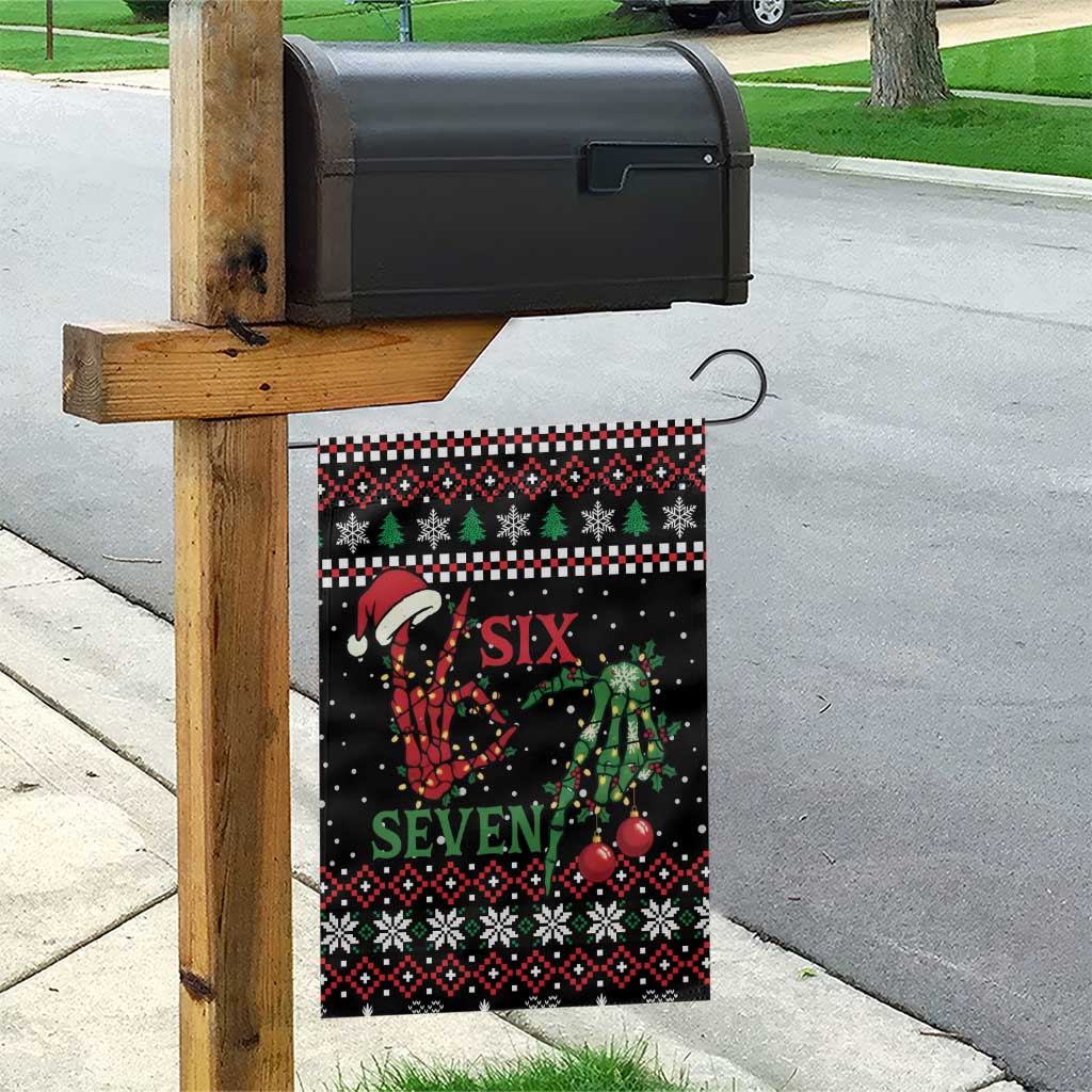 Funny Six Seven Skeleton Hand Garden Flag Meme Gen Alpha Slang - Wonder Print Shop