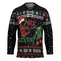 Funny Six Seven Skeleton Hand Hockey Jersey Meme Gen Alpha Slang - Wonder Print Shop