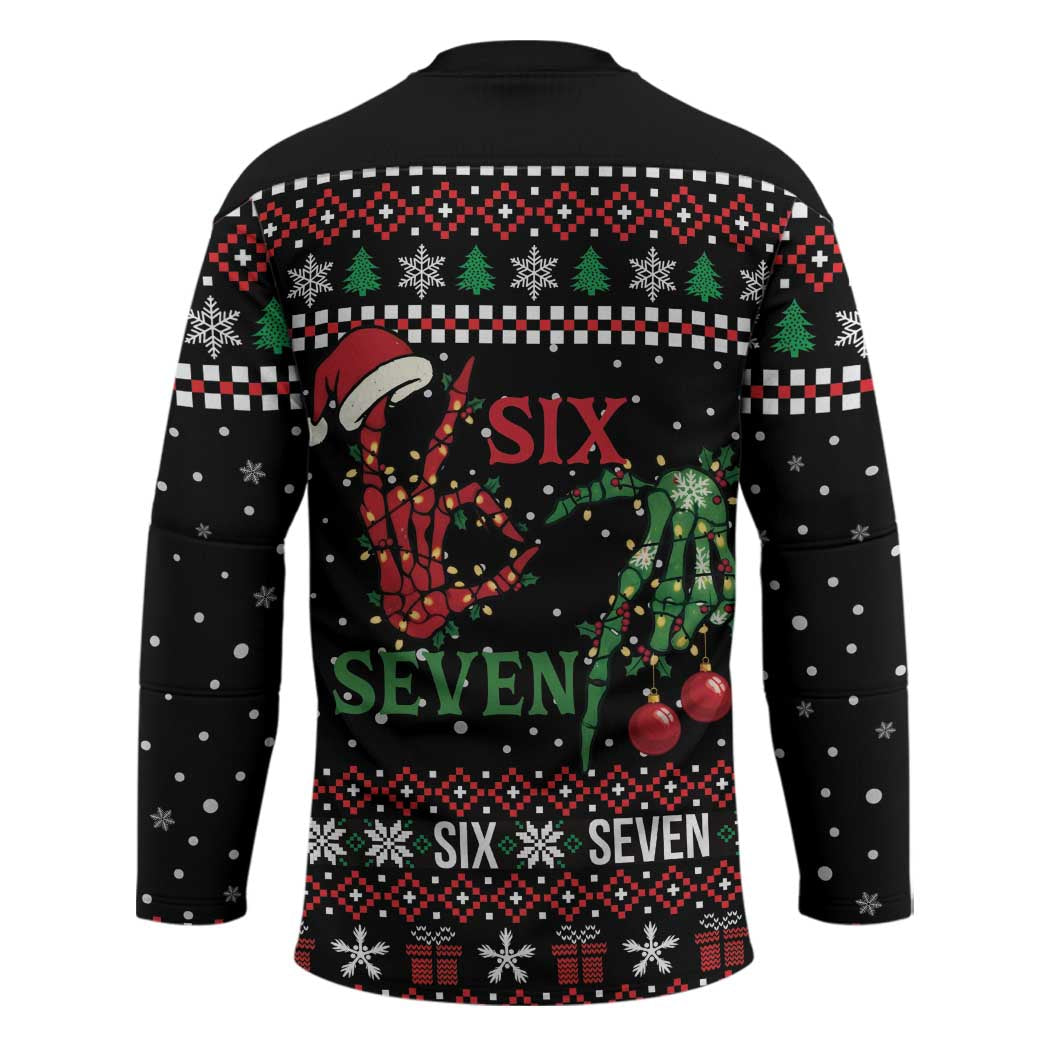 Funny Six Seven Skeleton Hand Hockey Jersey Meme Gen Alpha Slang - Wonder Print Shop