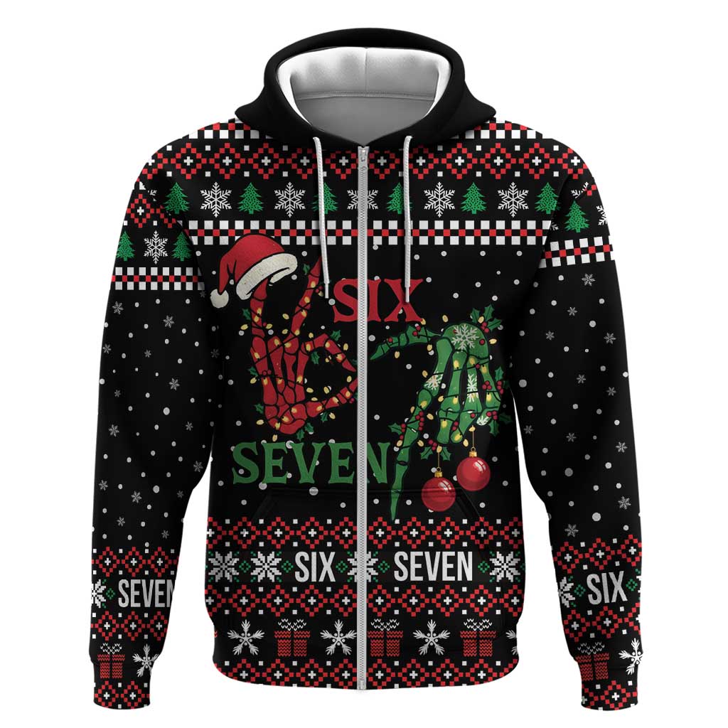 Funny Six Seven Skeleton Hand Hoodie Meme Gen Alpha Slang - Wonder Print Shop