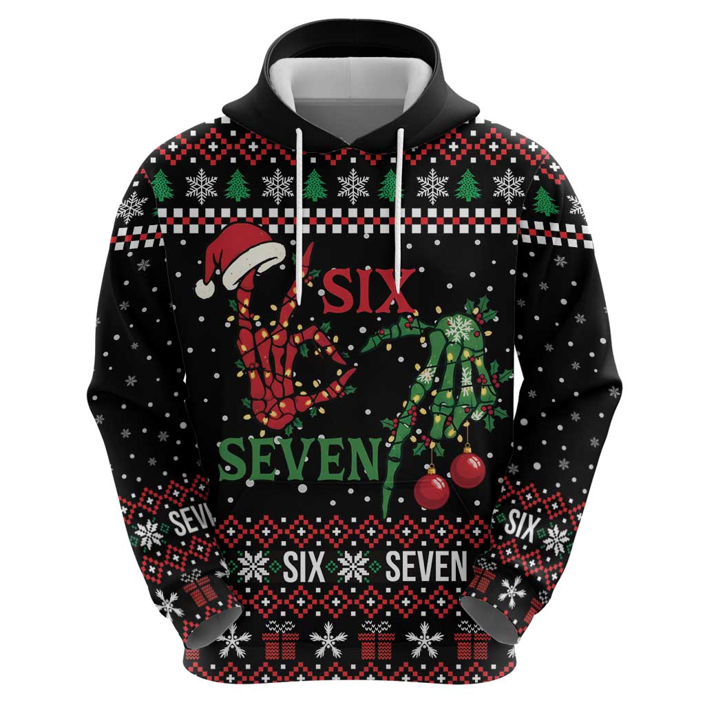 Funny Six Seven Skeleton Hand Hoodie Meme Gen Alpha Slang - Wonder Print Shop
