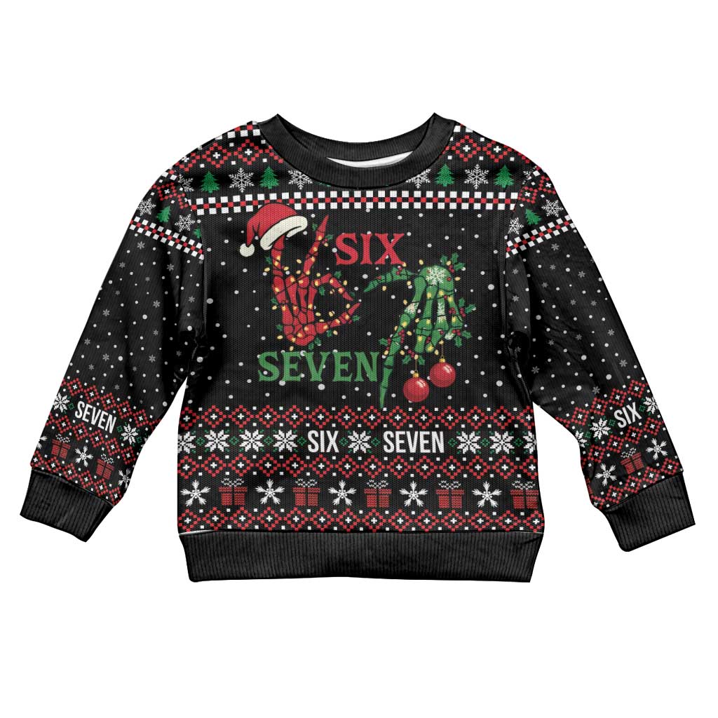Funny Six Seven Skeleton Hand Kid Ugly Christmas Sweater Meme Gen Alpha Slang - Wonder Print Shop