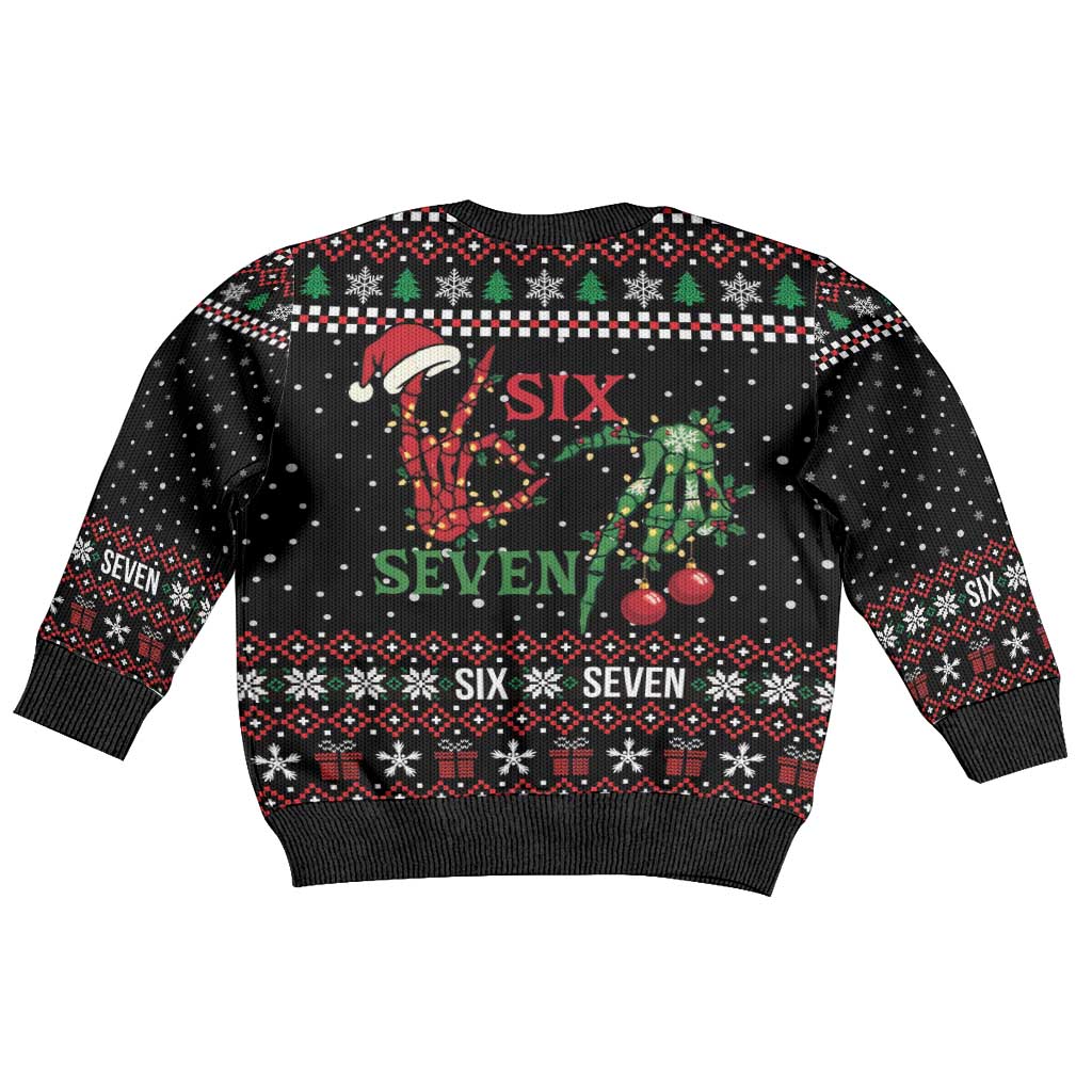 Funny Six Seven Skeleton Hand Kid Ugly Christmas Sweater Meme Gen Alpha Slang - Wonder Print Shop