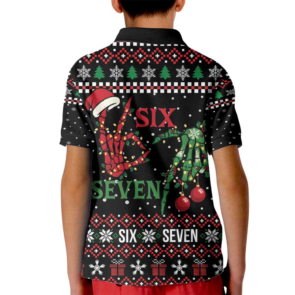 Funny Six Seven Skeleton Hand Kid Polo Shirt Meme Gen Alpha Slang - Wonder Print Shop