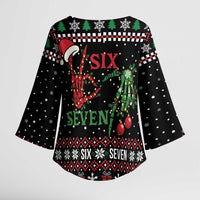 Funny Six Seven Skeleton Hand Kimono Sleeve Blouse Meme Gen Alpha Slang - Wonder Print Shop